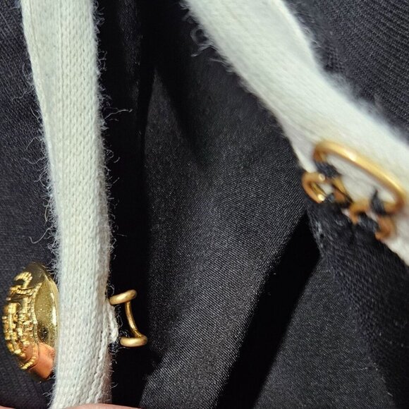 Talbots Blazer Womens 14 Black Military Stretch White Trim Preppy Jacket - Picture 7 of 12